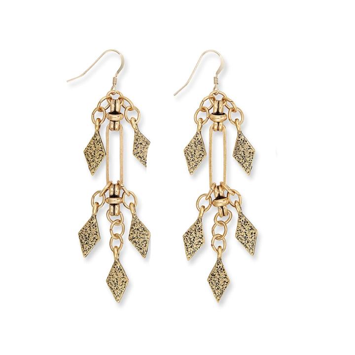 Alex And Ani Spear Earrings, Rafaelian Gold Finish