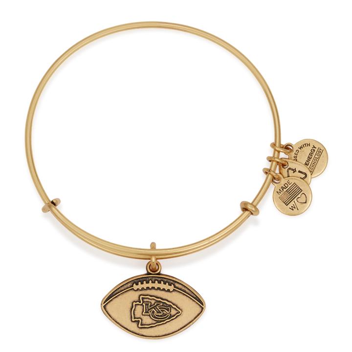 Alex And Ani Kansas City Chiefs Football Charm Bangle, Rafaelian Gold Finish