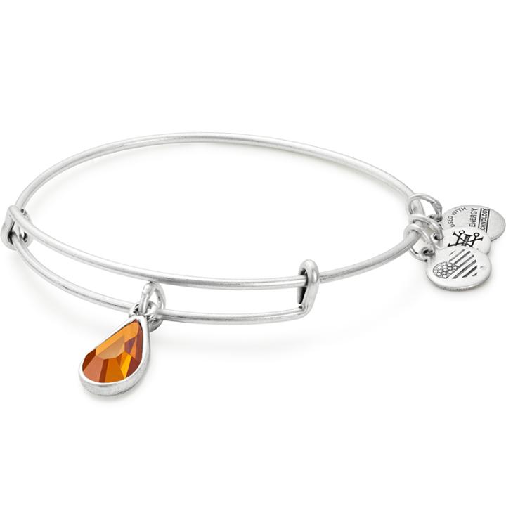 Alex And Ani November Birth Month Charm Bangle With Swarovski  Crystal, Rafaelian Silver Finish