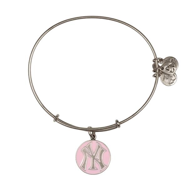 Alex And Ani Pink New York Yankees  Cap Logo Charm Bangle, Rafaelian Silver Finish