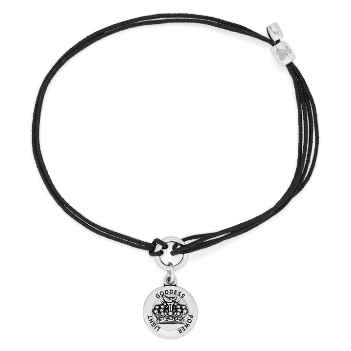 Alex And Ani Queen's Crown Pull Cord Bracelet, Rafaelian Silver Finish