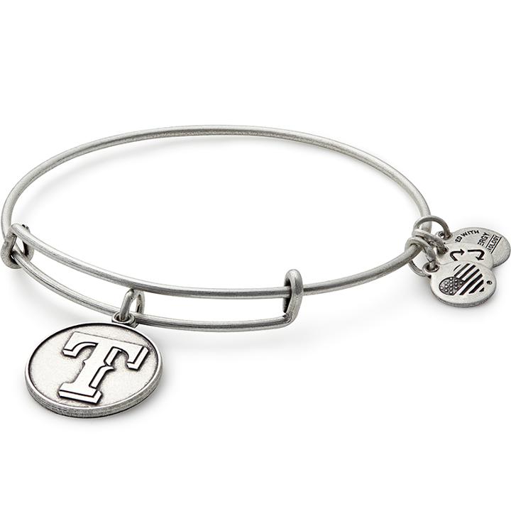 Alex And Ani Texas Rangers  Cap Logo Charm Bangle, Rafaelian Silver Finish