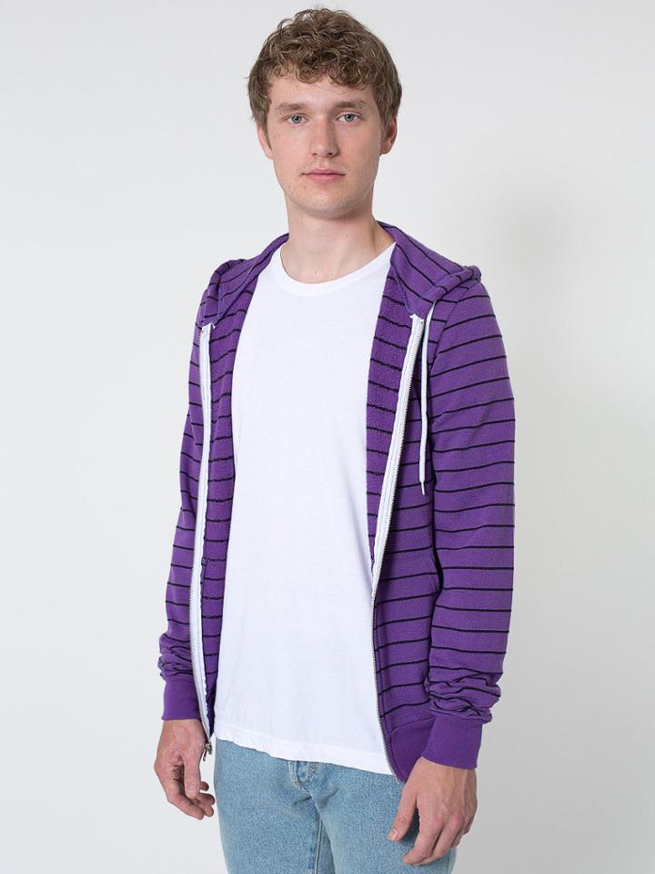 American Apparel Striped Fleece Zip Hoodie