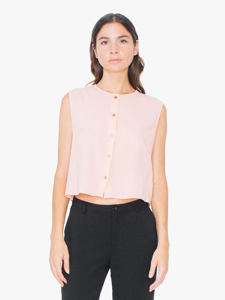 American Apparel Gauze Voile Button-up Crop Tank