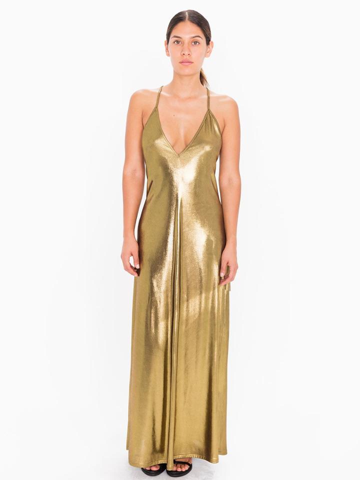 American Apparel Metallic Jersey Strappy Maxi Dress