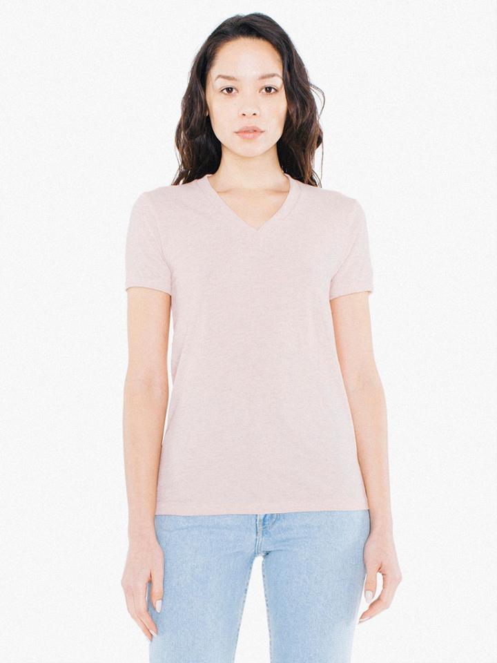American Apparel Tri-blend Women's V-neck Track T-shirt