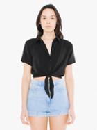 American Apparel Viscose Twill Mid-length Tie-up Blouse