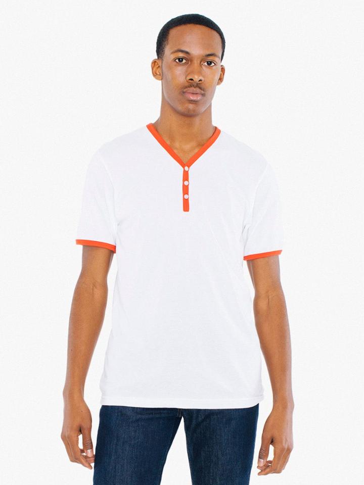 American Apparel 50/50 Henley Ringer V-neck T-shirt