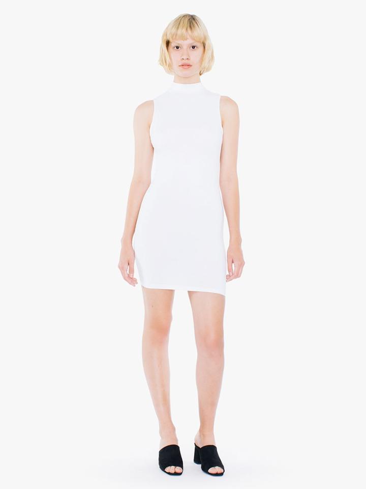 American Apparel Cotton Spandex Sleeveless Mock Neck Cutout Mini Dress