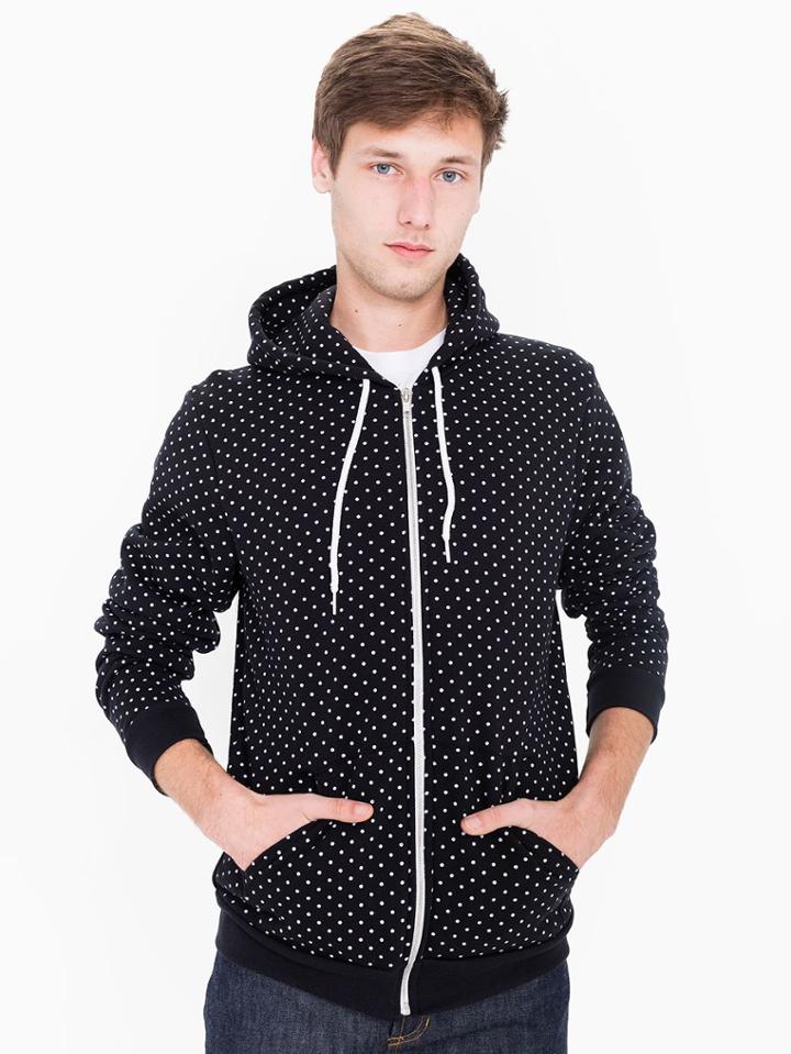 American Apparel Polka Dot Flex Fleece Zip Hoodie