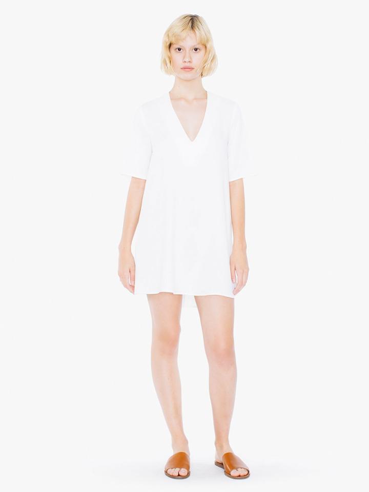 American Apparel Crepe Slit Back V-neck Mini Dress