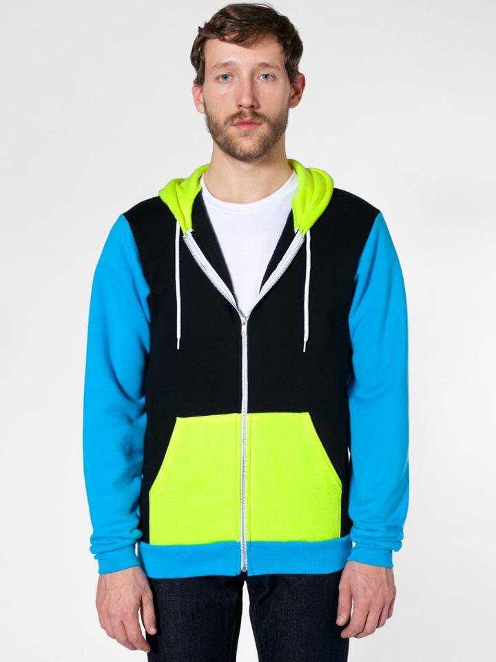 American Apparel Flex Fleece Color Block Zip Hoodie
