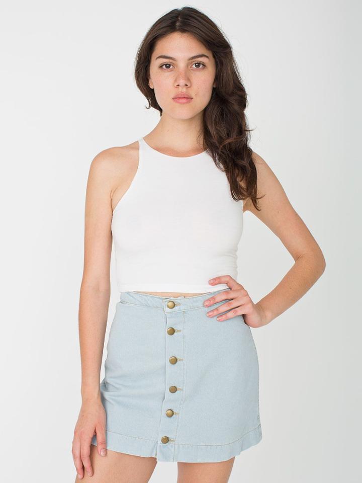 American Apparel Button Front Denim A-line Skirt