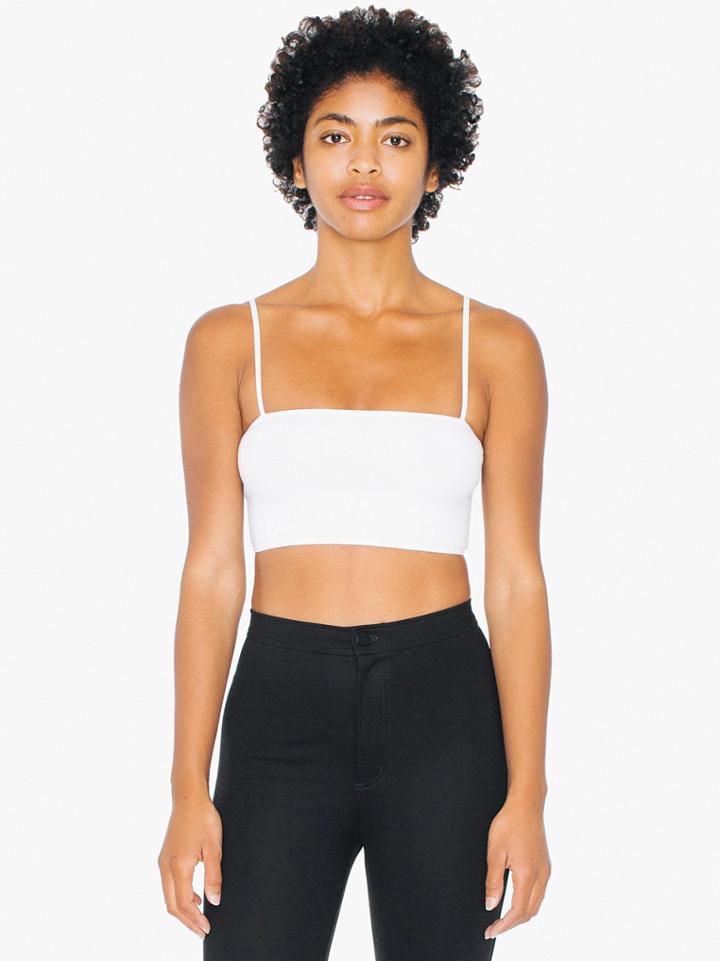 American Apparel Cotton Spandex Super Crop Spaghetti Tank
