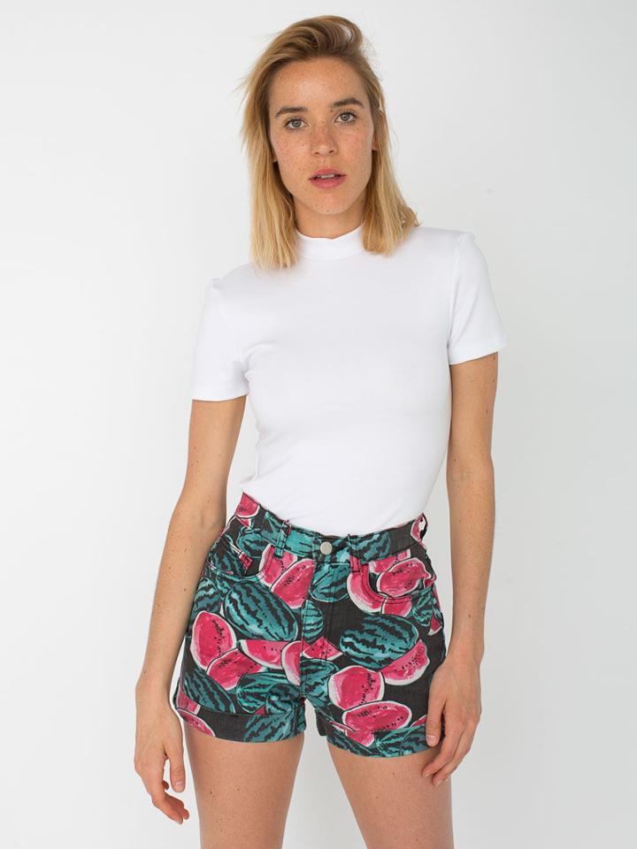 American Apparel Ponte Mock Neck Short Sleeve Top
