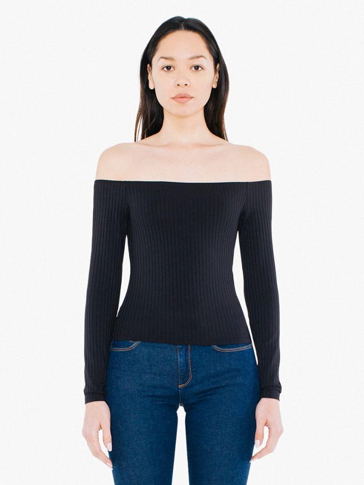 American Apparel Glace Rib Carmen Top