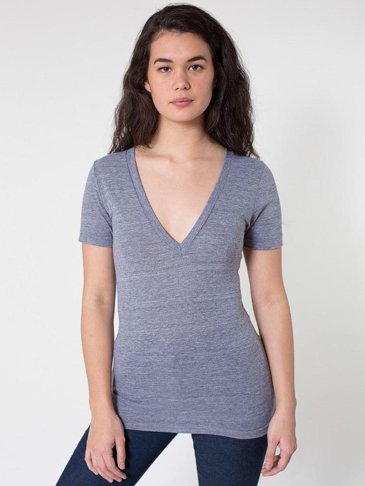 American Apparel Unisex Tri-blend Short Sleeve Deep V-neck
