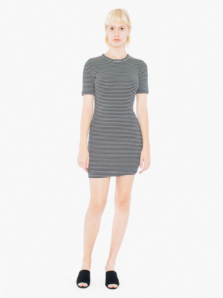 American Apparel 9x1 Rib Crewneck Short Sleeve Mini Dress