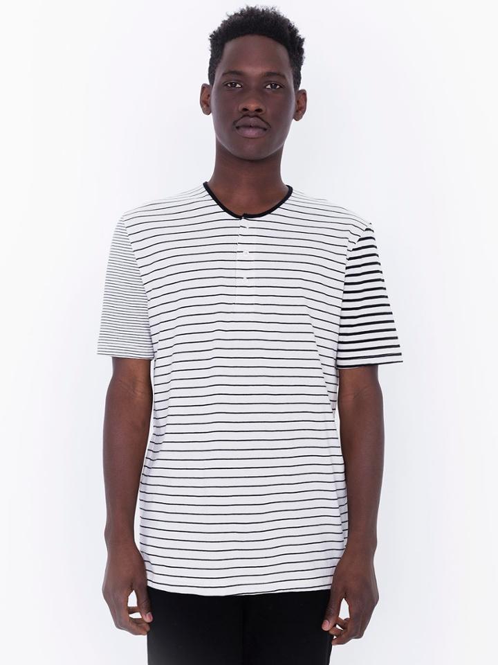 American Apparel Multi-breton Ss Henley