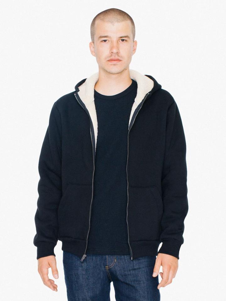 American Apparel Jersey Sherpa High Neck Zip Hoodie