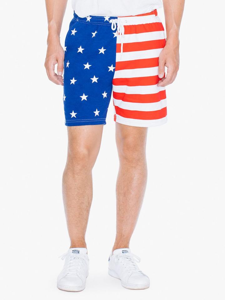 American Apparel Us Flag California Fleece Gym Short
