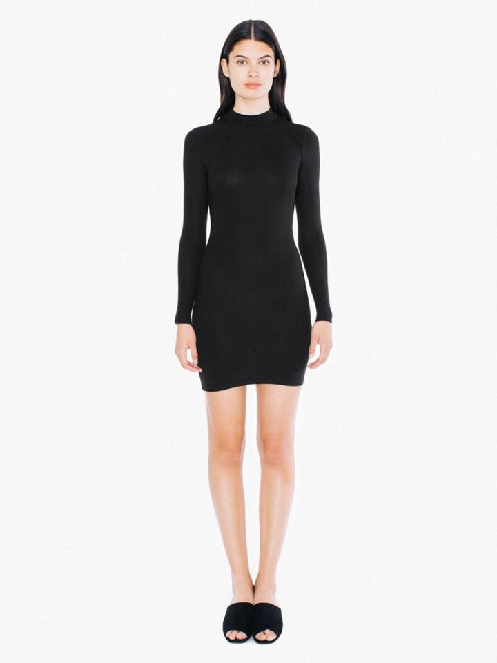American Apparel 2x2 Rib Long Sleeve Mock Neck Mini Dress