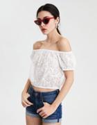 American Eagle Outfitters Ae Allover Eyelet Bubble Crop Top