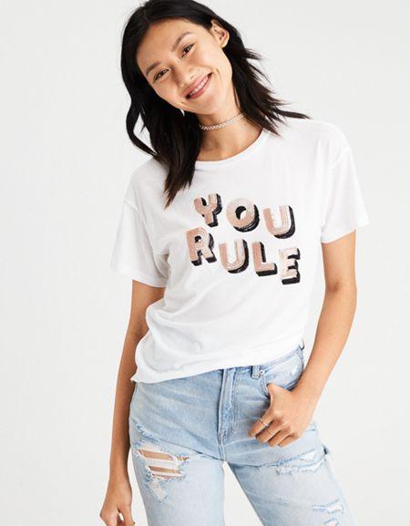 American Eagle Outfitters Ae Sequin Graphic T-shirt