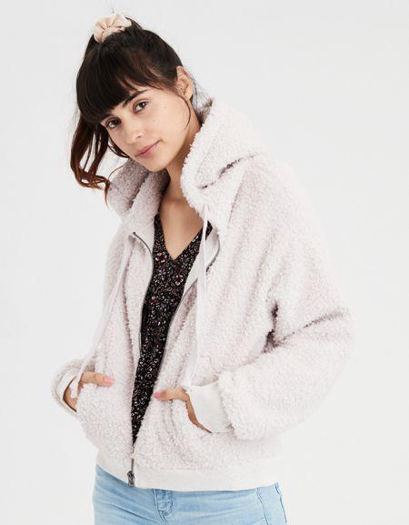 American Eagle Outfitters Ae Sherpa Full Zip Hoodie