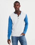 American Eagle Outfitters Ae Long Sleeve Slub Colorblock Henley