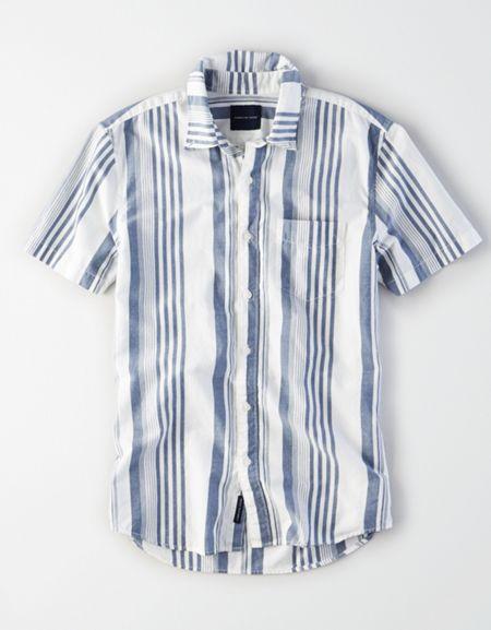 American Eagle Outfitters Ae Striped Madras Button-down Shirt