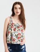American Eagle Outfitters Ae Ruffle Strap Crop Top