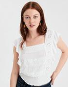 American Eagle Outfitters Ae White Bib Crochet Crop Top