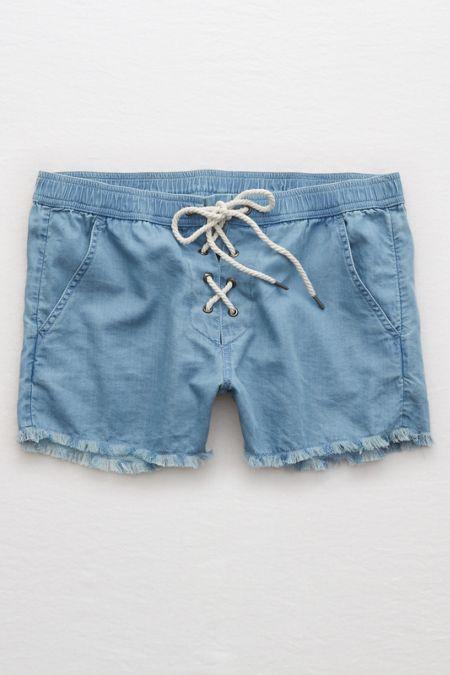 Aerie Lace-up Chambray Short