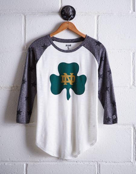 Tailgate Women's Notre Dame Star Print Baseball Shirt