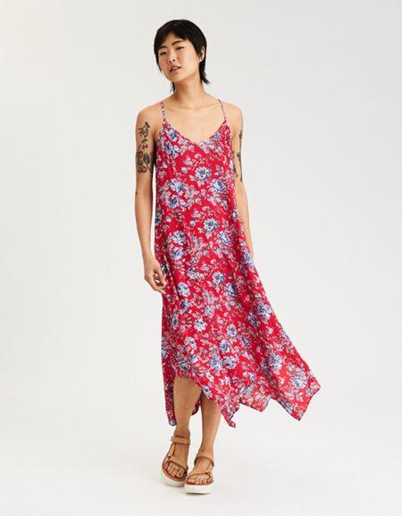 American Eagle Outfitters Ae Tassel Back Hanky Hem Maxi Dress