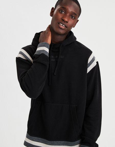 American Eagle Outfitters Ae Stripe Sleeve Graphic Hoodie