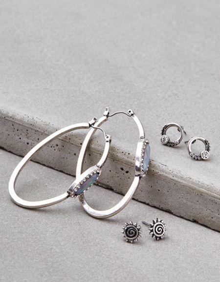 American Eagle Outfitters Ae Silver Hoop 3-pack