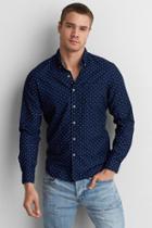 American Eagle Outfitters Ae Indigo Print Button Down Shirt