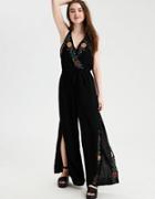 American Eagle Outfitters Ae Embroidered Halter Jumpsuit