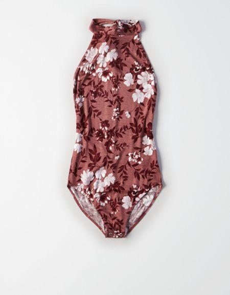 American Eagle Outfitters Ae Low Back Halter Bodysuit