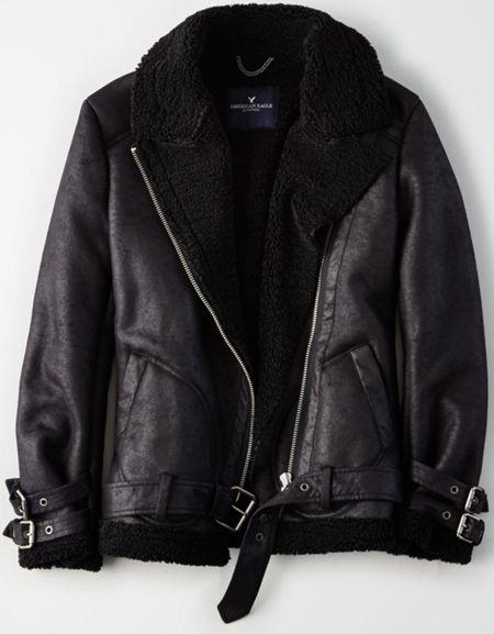 American Eagle Outfitters Ae Faux-suede Cozy Moto Jacket