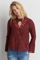 American Eagle Outfitters Ae Lace Keyhole Top