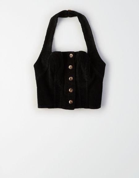 American Eagle Outfitters Don't Ask Why Corduroy Halter Crop Top