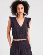 American Eagle Outfitters Ae Button-up Crop Top