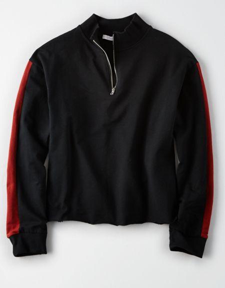 American Eagle Outfitters Don't Ask Why Cropped Half-zip Fleece