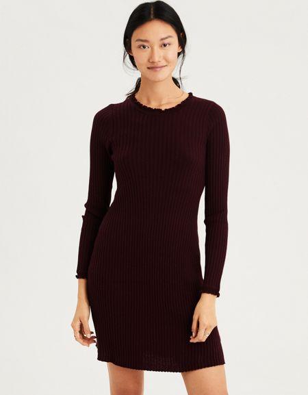 American Eagle Outfitters Ae Ribbed Fit And Flare Sweater Dress