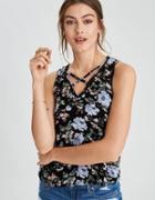 American Eagle Outfitters Ae Floral Cross Front Tank Top