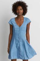 American Eagle Outfitters Ae Chambray Fit & Flare Dress