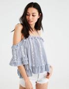 American Eagle Outfitters Ae Cold Shoulder Lace Inset Top
